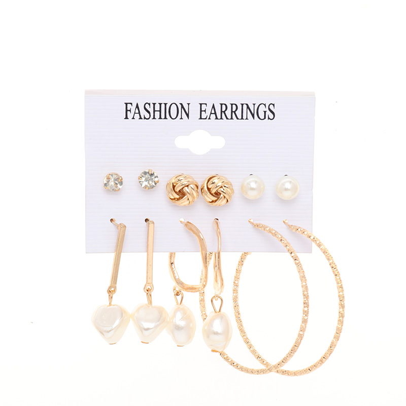 Buy Jewels Galaxy Gold-Toned & 1 White Contemporary Studs Earrings (Set of  5) online