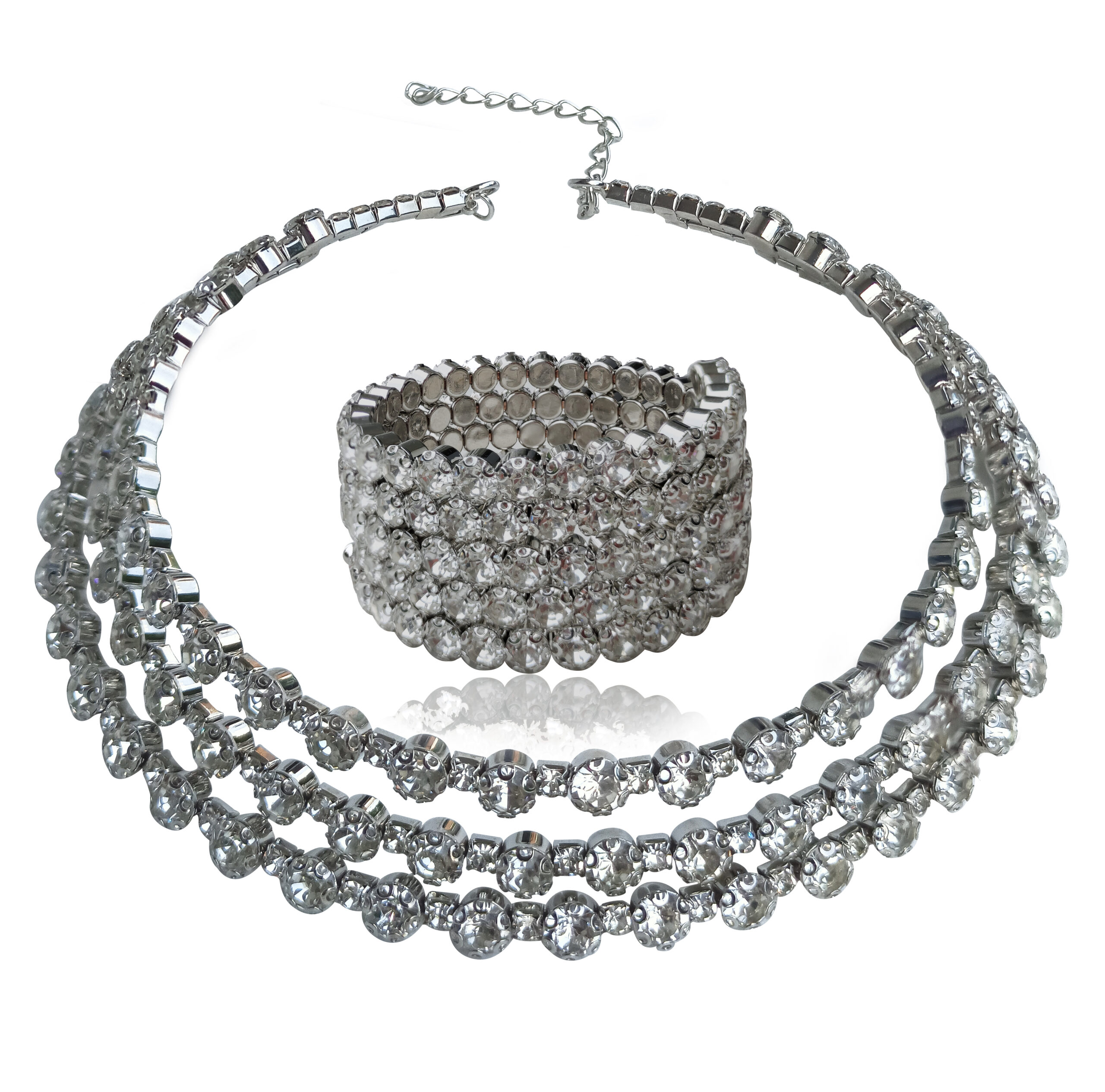 New Rhine-Silver-Choker/Bracelet