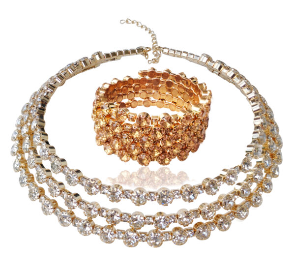 Multi-Rhine-Gold-Choker/Bracelet